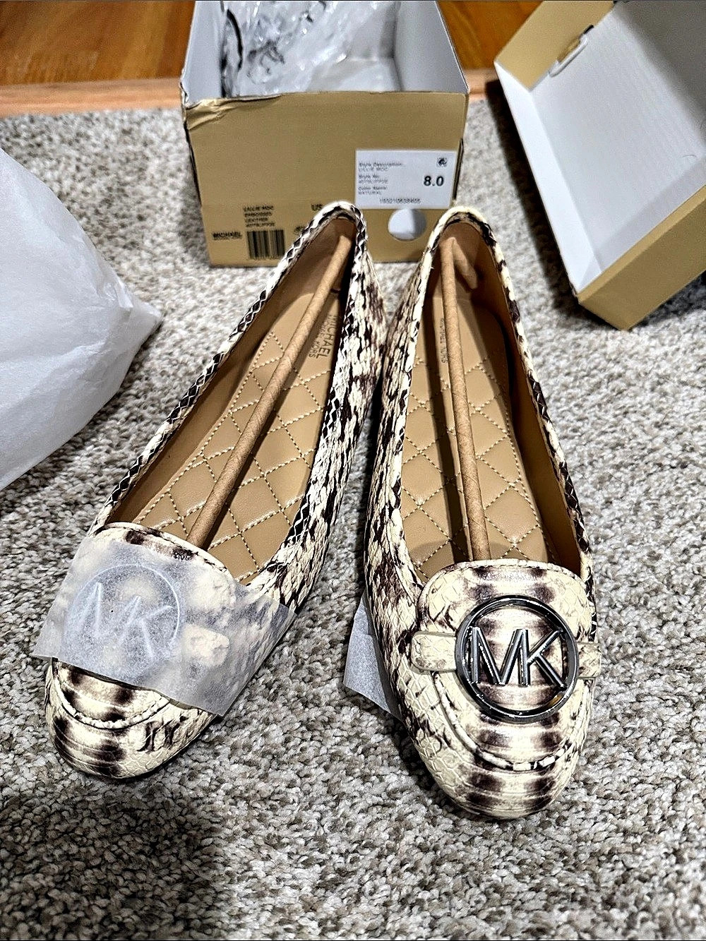 Michael Kors Lillie Moc Animal Print Leather Loafers US 8 NWT